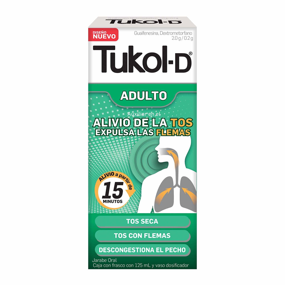 Tukol-D Jarabe Adulto para la tos paquete de 2 frascos de 125ml c/u Tukol-D Jarabe Adulto para la tos paquete de 2 frascos de 125ml c/u