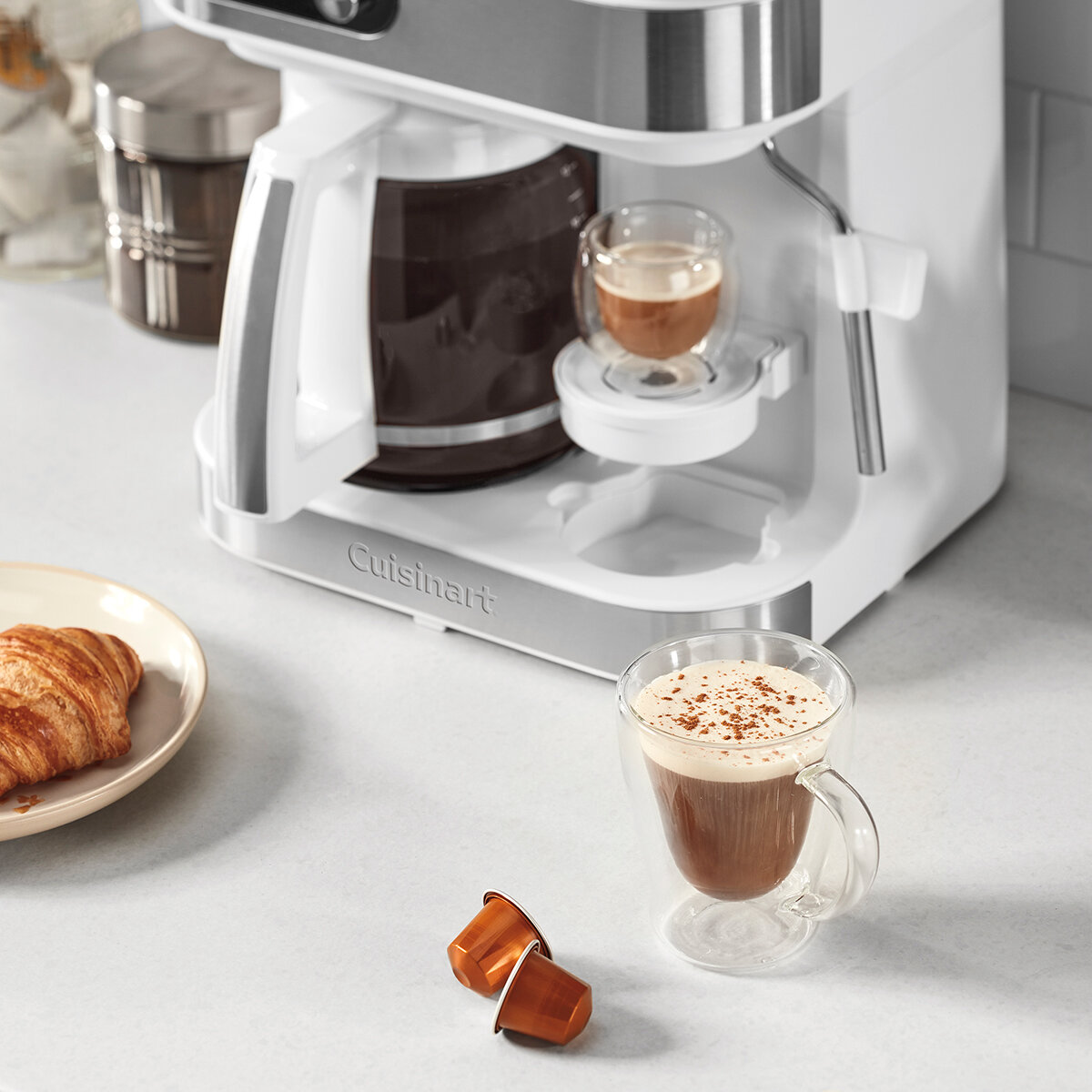 Cuisinart Cafetera Multifuncional 4 en 1, Compatible con Cápsulas Keurig K-Cup, Nespresso original Line