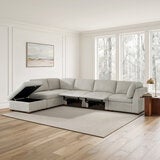 Thomasville, Rockford, Seccional Modular De Tela de 6 Piezas con 2 Reposapiés Eléctricos Thomasville, Rockford, Seccional Modular De Tela de 6 Piezas con 2 Reposapiés Eléctricos