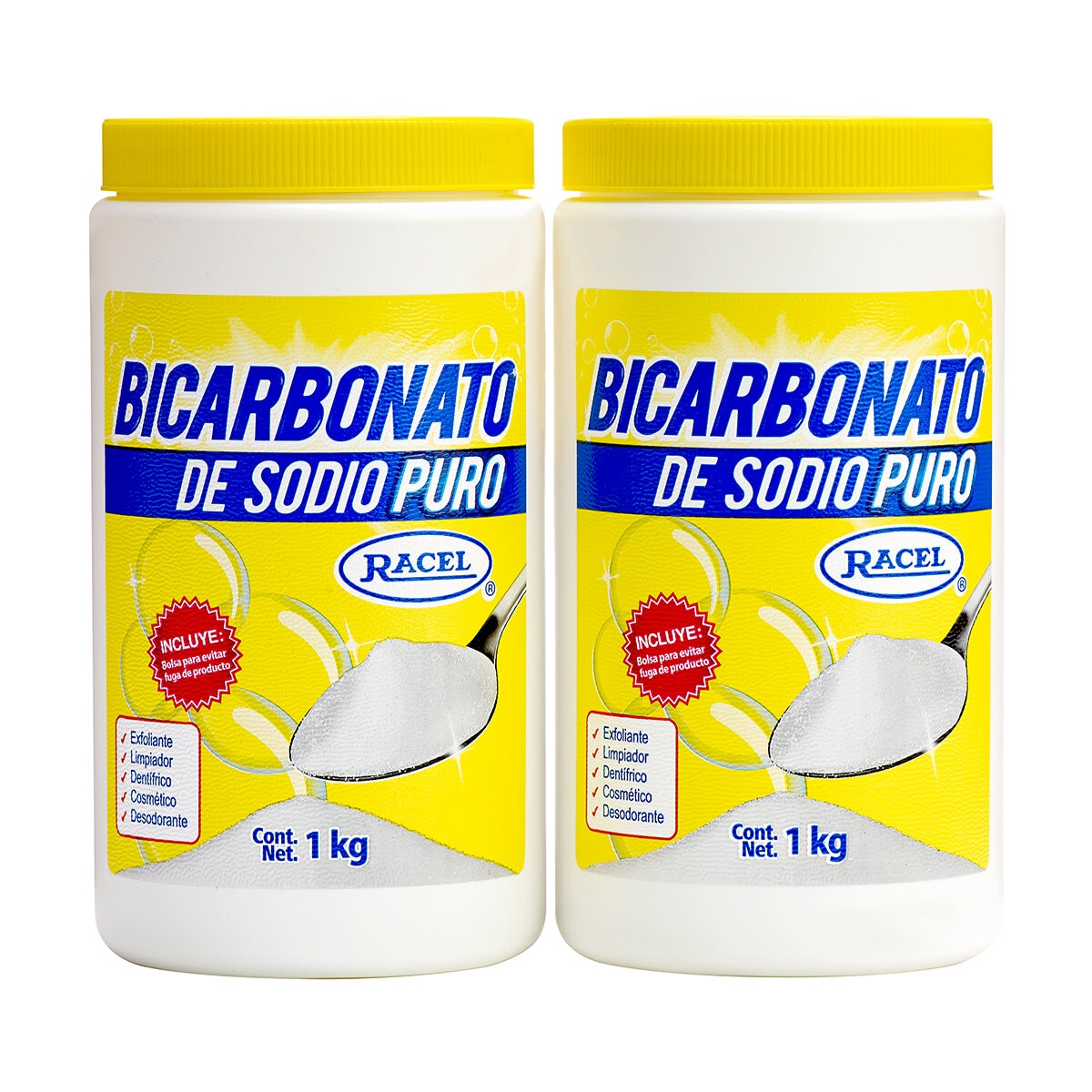 Racel Bicarbonato de Sodio 2 Botes de 1 kg c/u