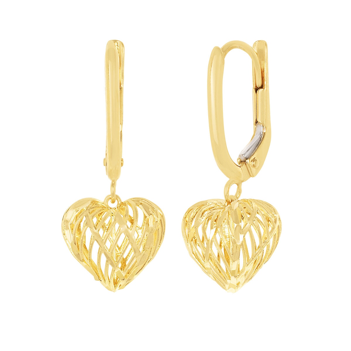 Aretes de Corazon, Filigrana, Oro Amarillo 14K