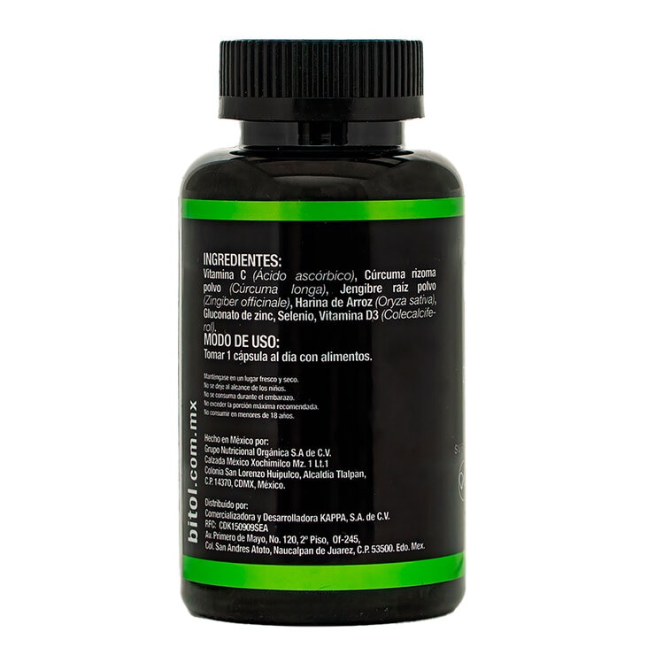 Bitol Vitamina C, Vitamina D, Zinc, Selenio, Cúrcuma y Jengibre 90 Cápsulas