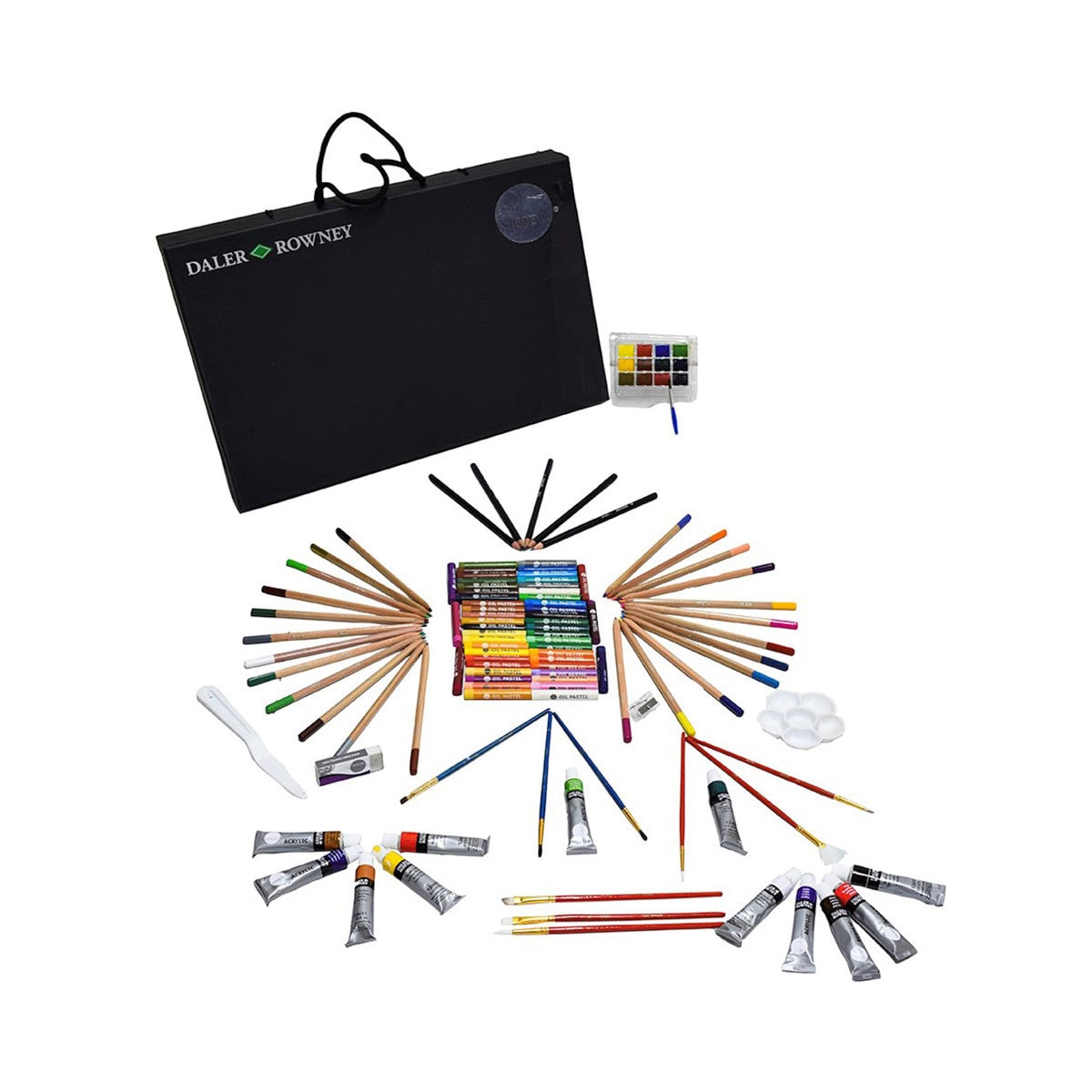 Daler & Rowney Set de Arte de 163 Piezas con Caballete de Aluminio