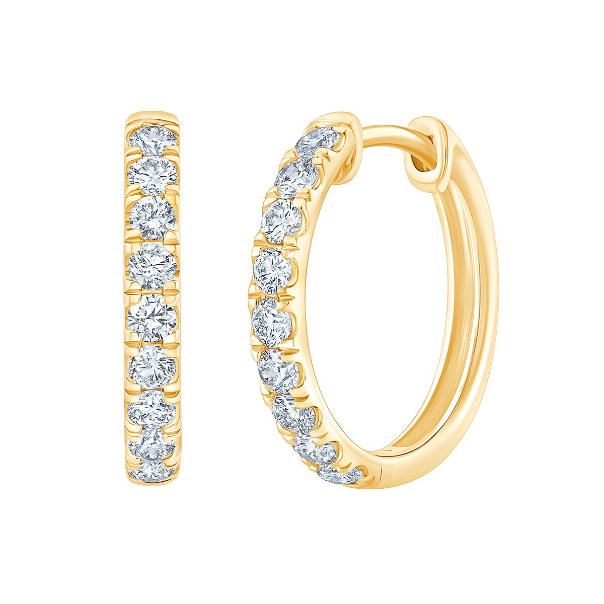 0.50ctw, Arracadas de Diamantes, Corte Redondo, Oro Amarillo de 14K