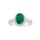 Anillo de Esmeralda Creada con Diamantes, 0.33ctw, Oro Blanco 14K