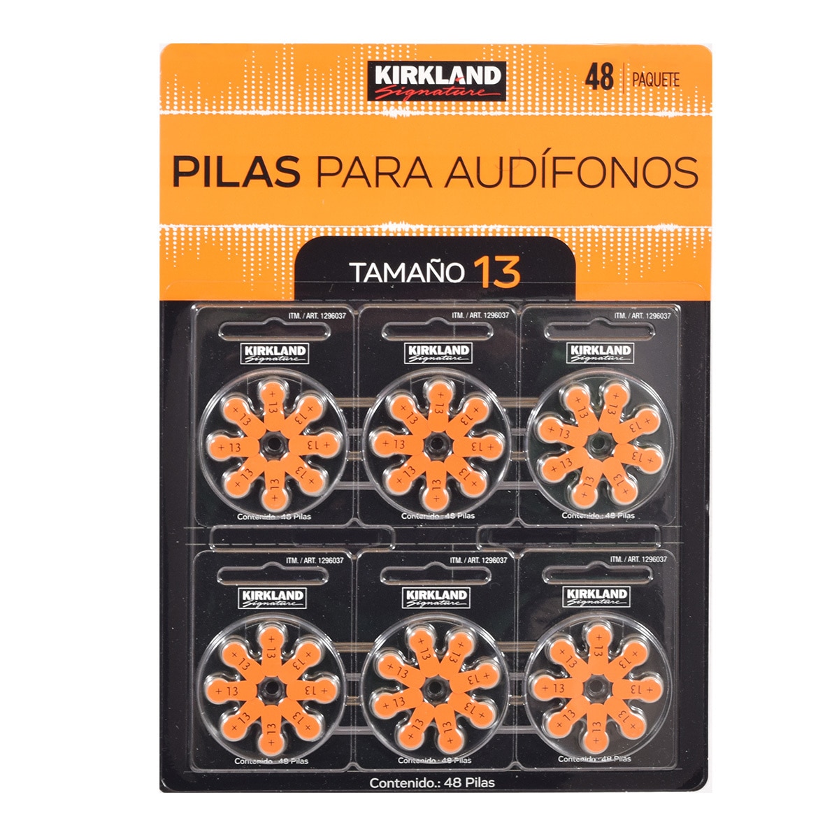 Kirkland Signature baterías para auxiliares auditivos tamaño 13 48 piezas