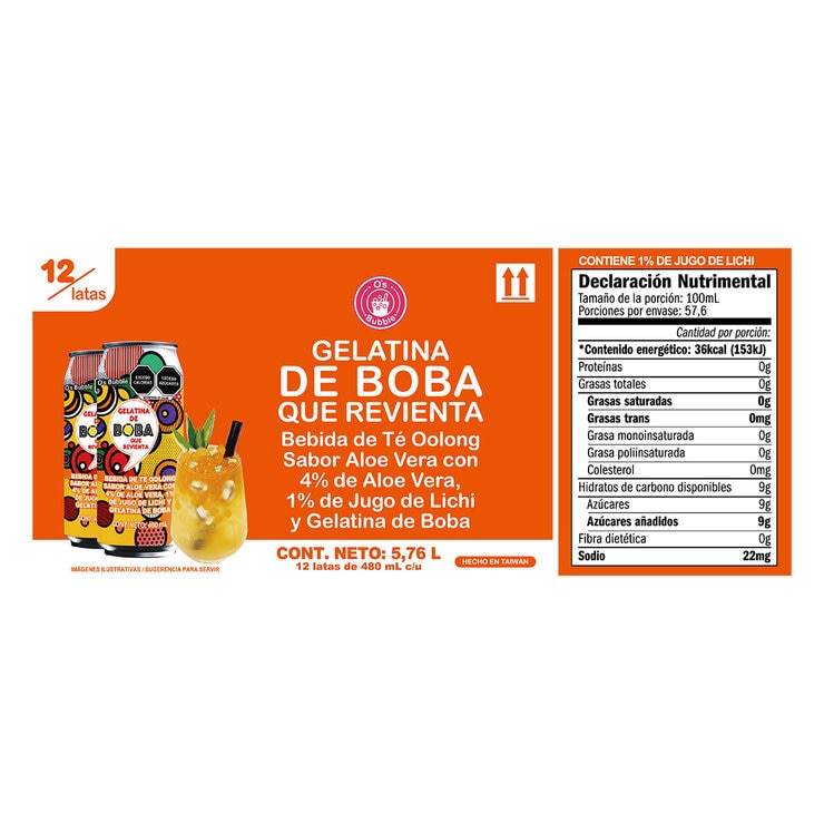 O's Bubble Bebida de Té Oolong 12 pzas de 480 ml