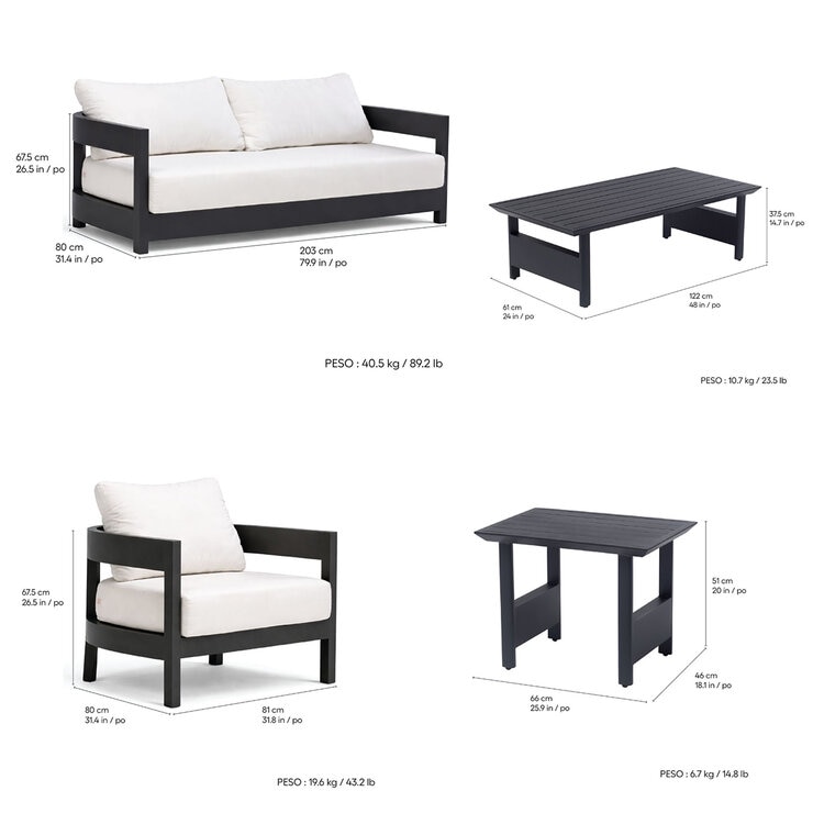 MoDe Living, Sanford Estate Colección de Patio color Blanco, 15 piezas