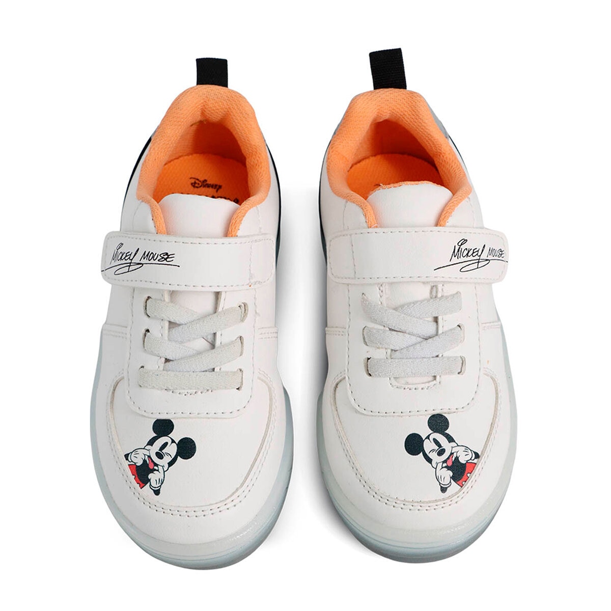 Disney Mickey, Tenis Color Blanco-Naranja con Luces para Niño, Varios Colores