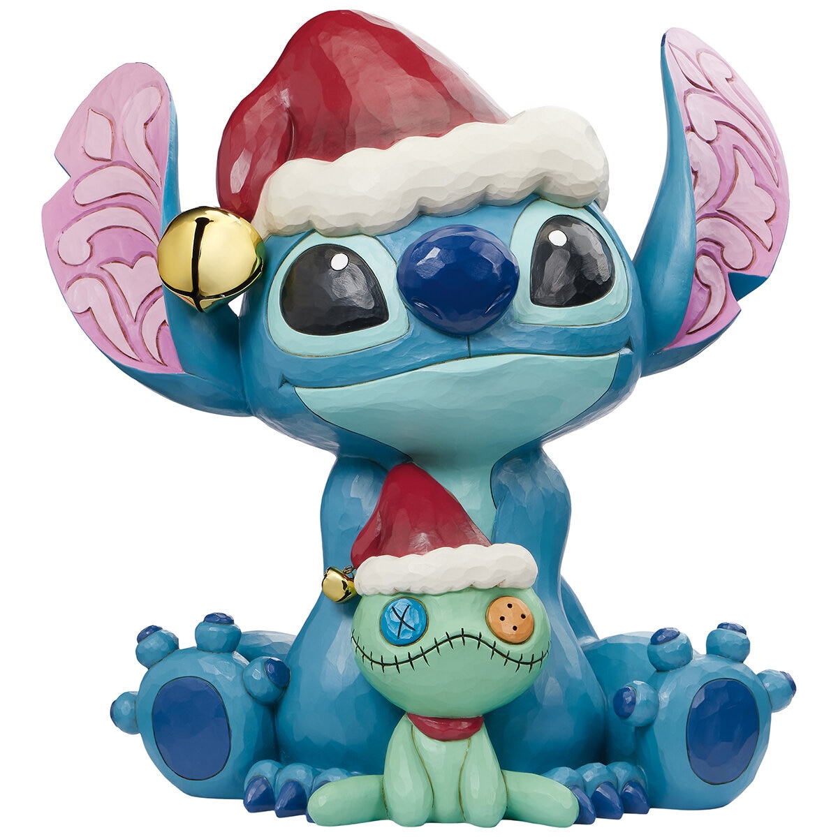 Stitch y Trapos Figura Decorativa Navideña Pintada a Mano