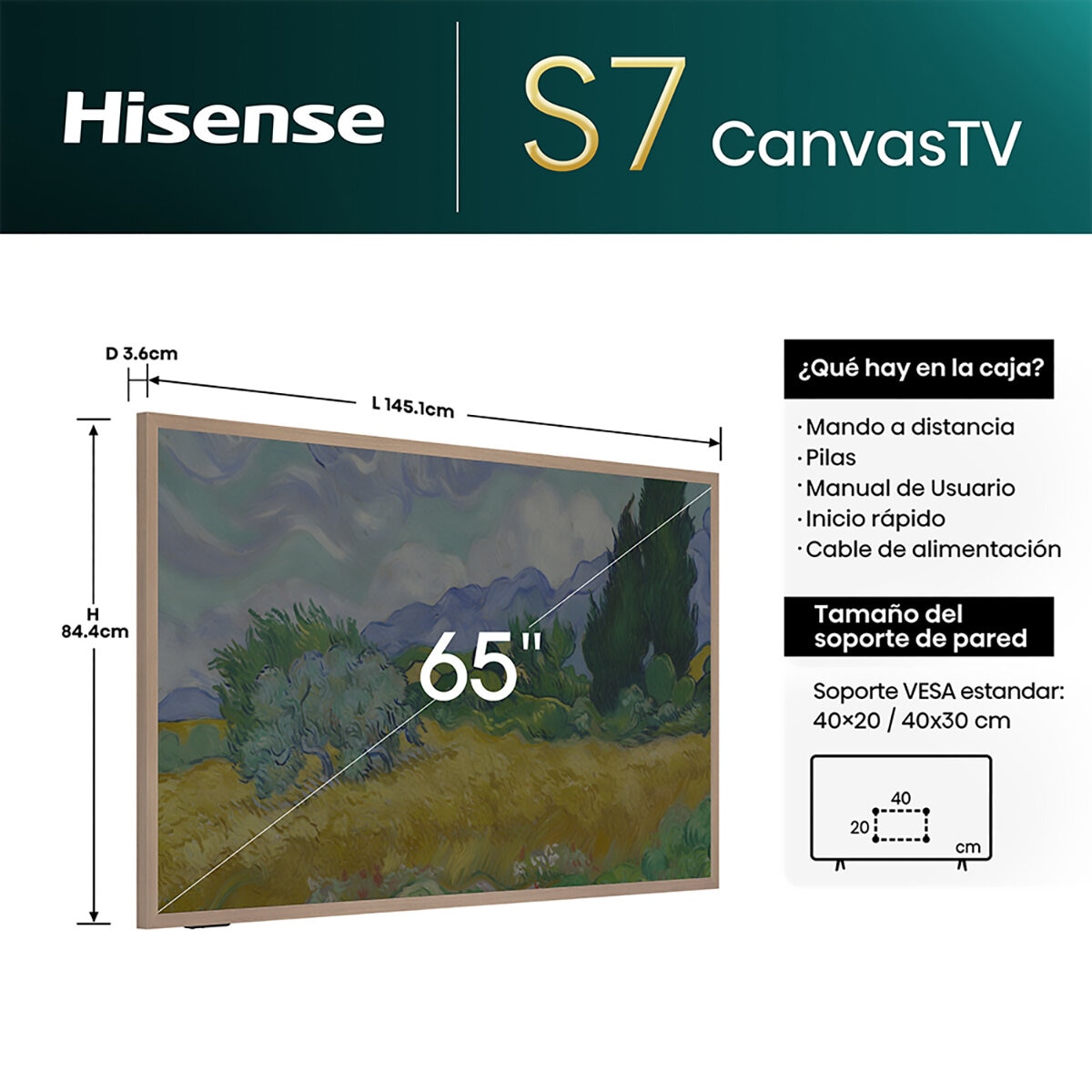 Hisense Pantalla 65" QLED 4K Canvas Smart TV