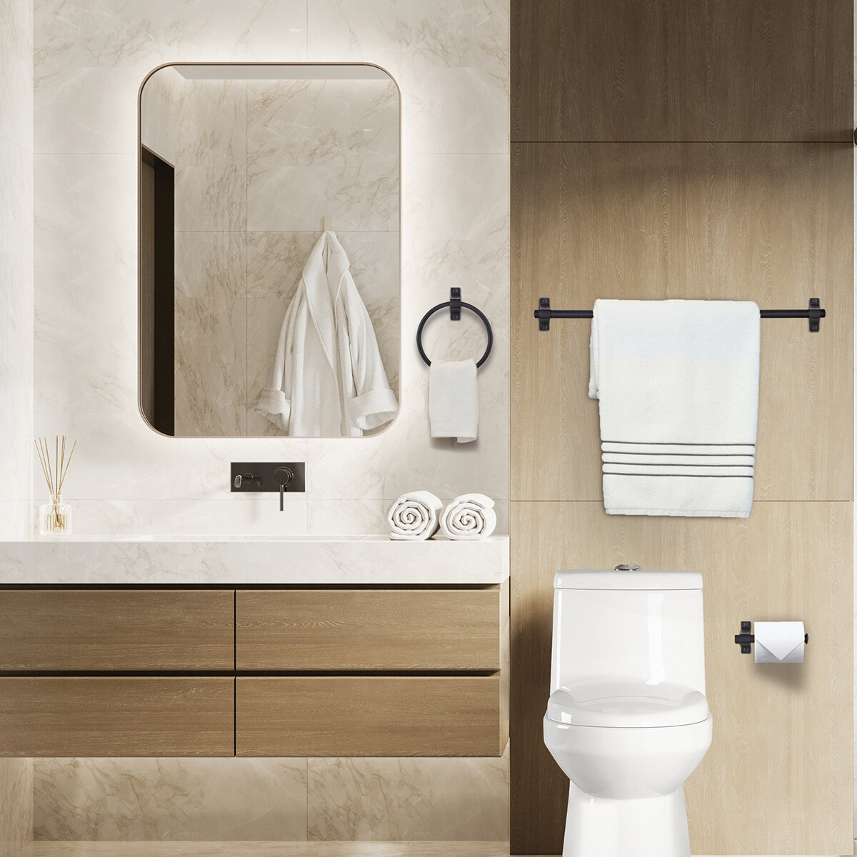 15West, Set de Accesorios para Baño Broadway - Negro Mate