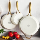 GreenPan Juego de 3 Sartenes de Aluminio Anodizado Resistente y Antiadherente de Cerámica