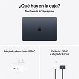 Apple MacBook Air 15" Chip M4 256GB Medianoche CPU de 10 núcleos GPU de 10 núcleos Memoria unificada de 16GB
