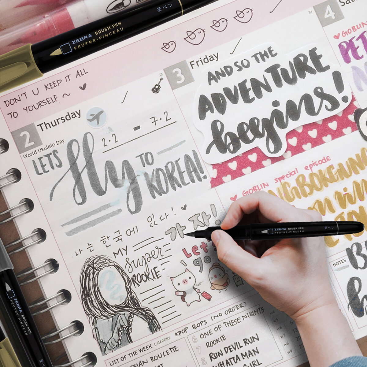 Marcador Brush Pen Colores Surtidos, Estuche 7 Pzas