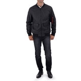 Perry Ellis, Chamarra Tipo Bomber de Piel Sintética para Caballero Color Negro
