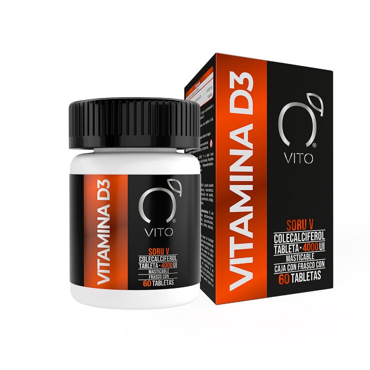 Vito Vitamina D3 4000 UI 2 Frascos de 60 Tabletas Masticables c/u