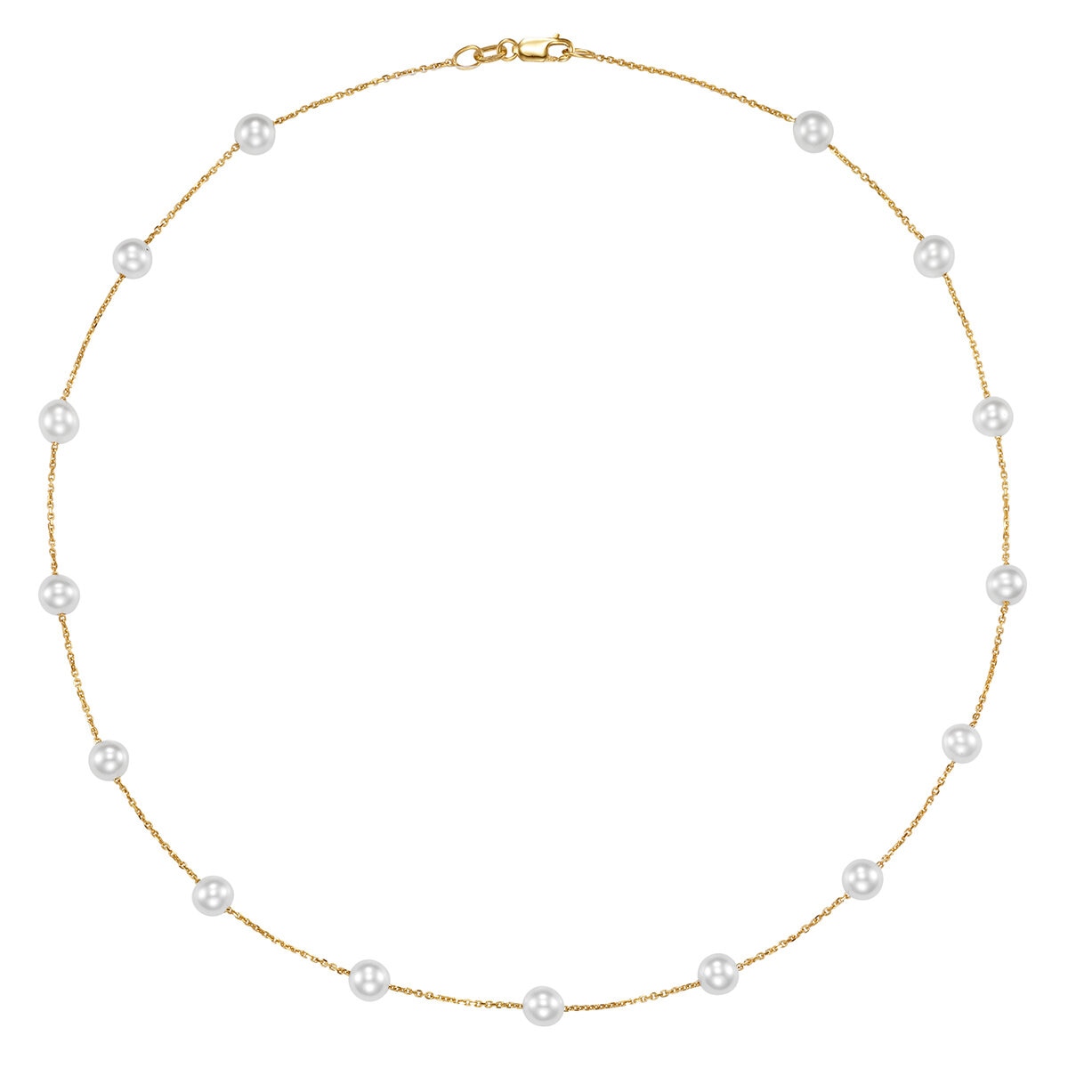Collar de Perla, 43.18cm, Oro Amarillo de 14K