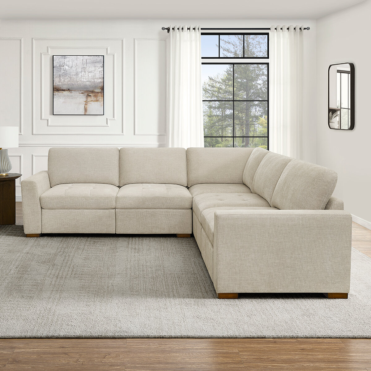 Thomasville, Sofá Seccional de Tela de 3 Piezas con 2 Reposapiés Abatibles Eléctricos Thomasville, Sofá Seccional de Tela de 3 Piezas con 2 Reposapiés Abatibles Eléctricos