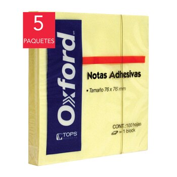 Oxford notas adhesivas 7.6 x 7.6cm amarilllas