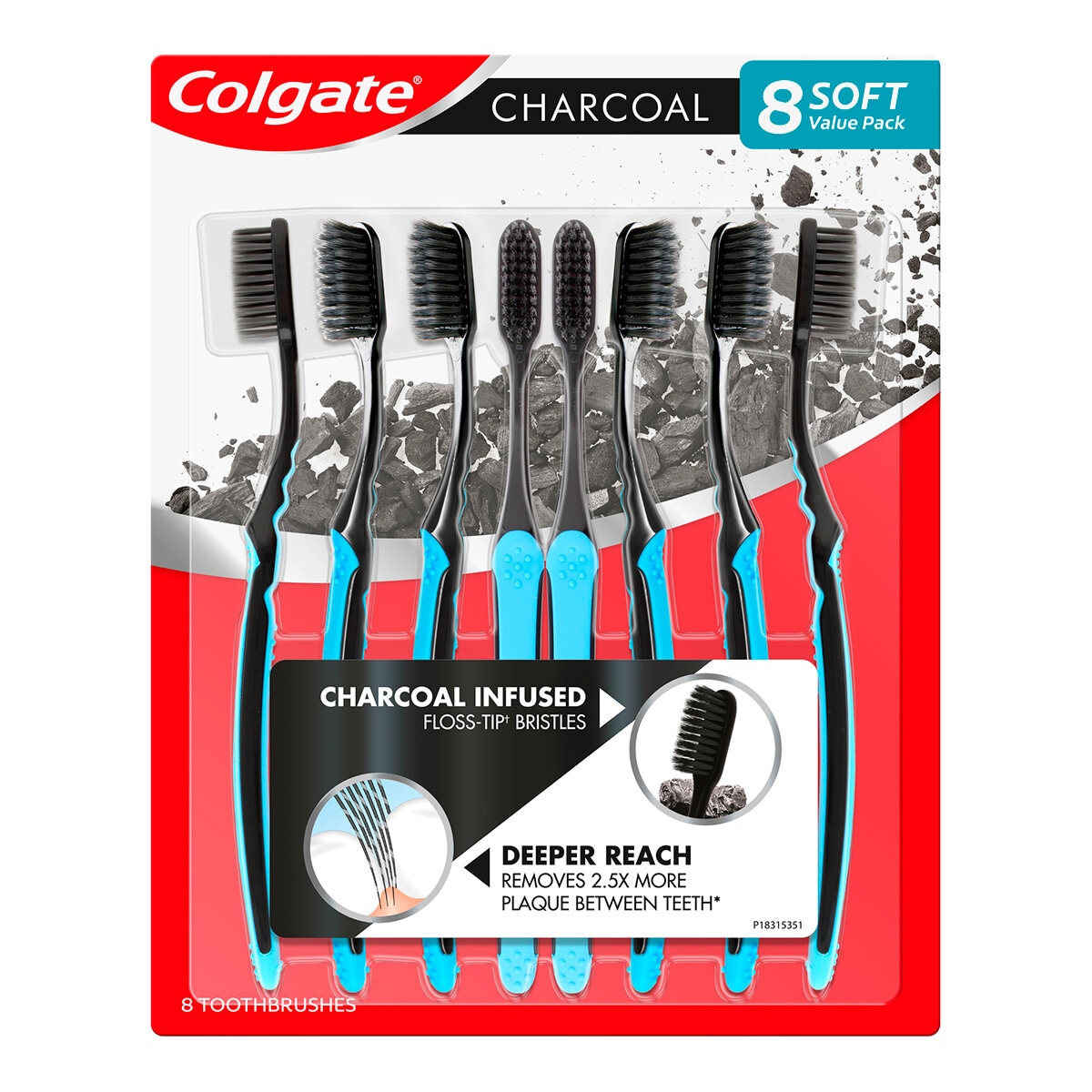 Colgate Cepillo de Dientes Charcoal 8 piezas