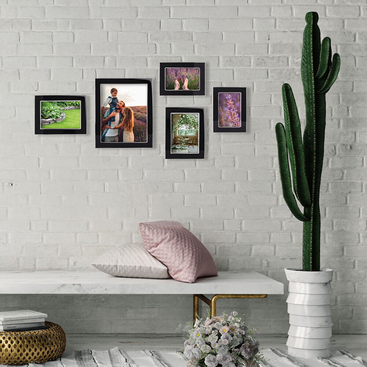 Mikasa Set de 5 Marcos Metálicos Esmaltados, Negro con Plateado