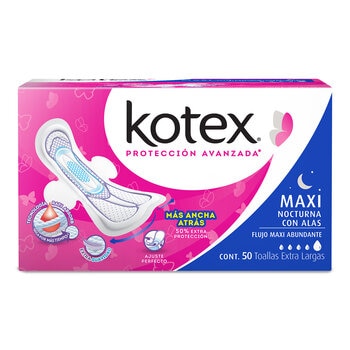 Kotex Maxi Toallas Femeninas 50 pzas