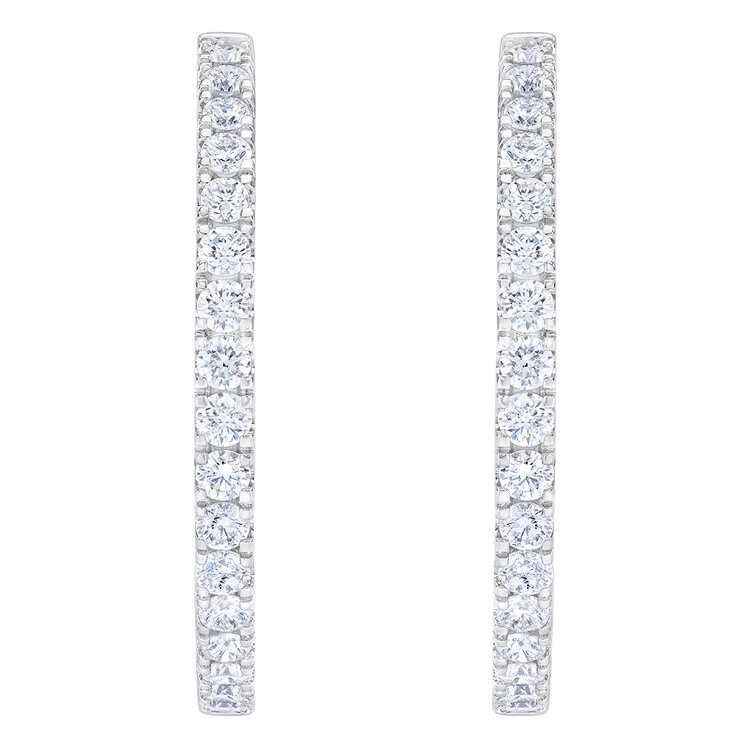 1.50ctw, Arracadas de Diamantes, Corte Redondo, Oro Blanco de 14K