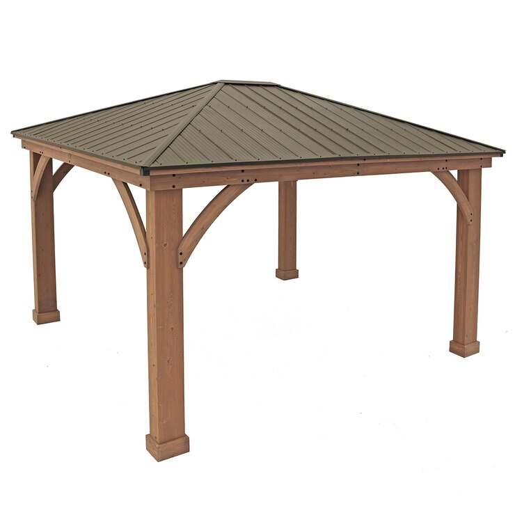 Yardistry, Pérgola de Madera con Techo de Aluminio, 4.3m x 3.7m