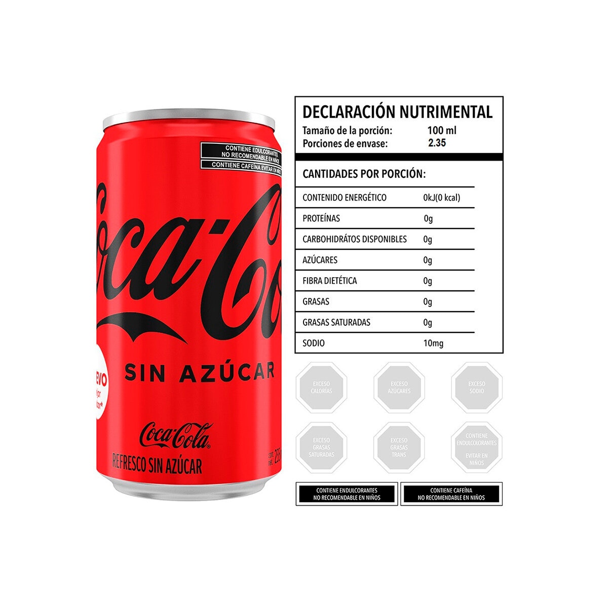 Coca Cola Lata Sin Azúcar 24 pzas de 235 ml