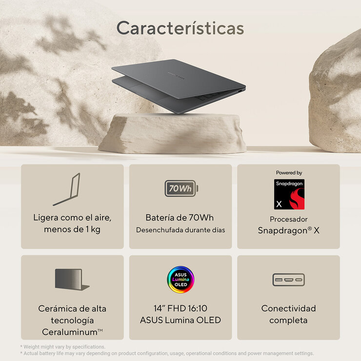 ASUS Zenbook A14 Laptop 14" OLED Snapdragon X X1 25 100 16GB 512GB SSD ASUS Zenbook A14 Laptop 14" OLED Snapdragon X X1 25 100 16GB 512GB SSD
