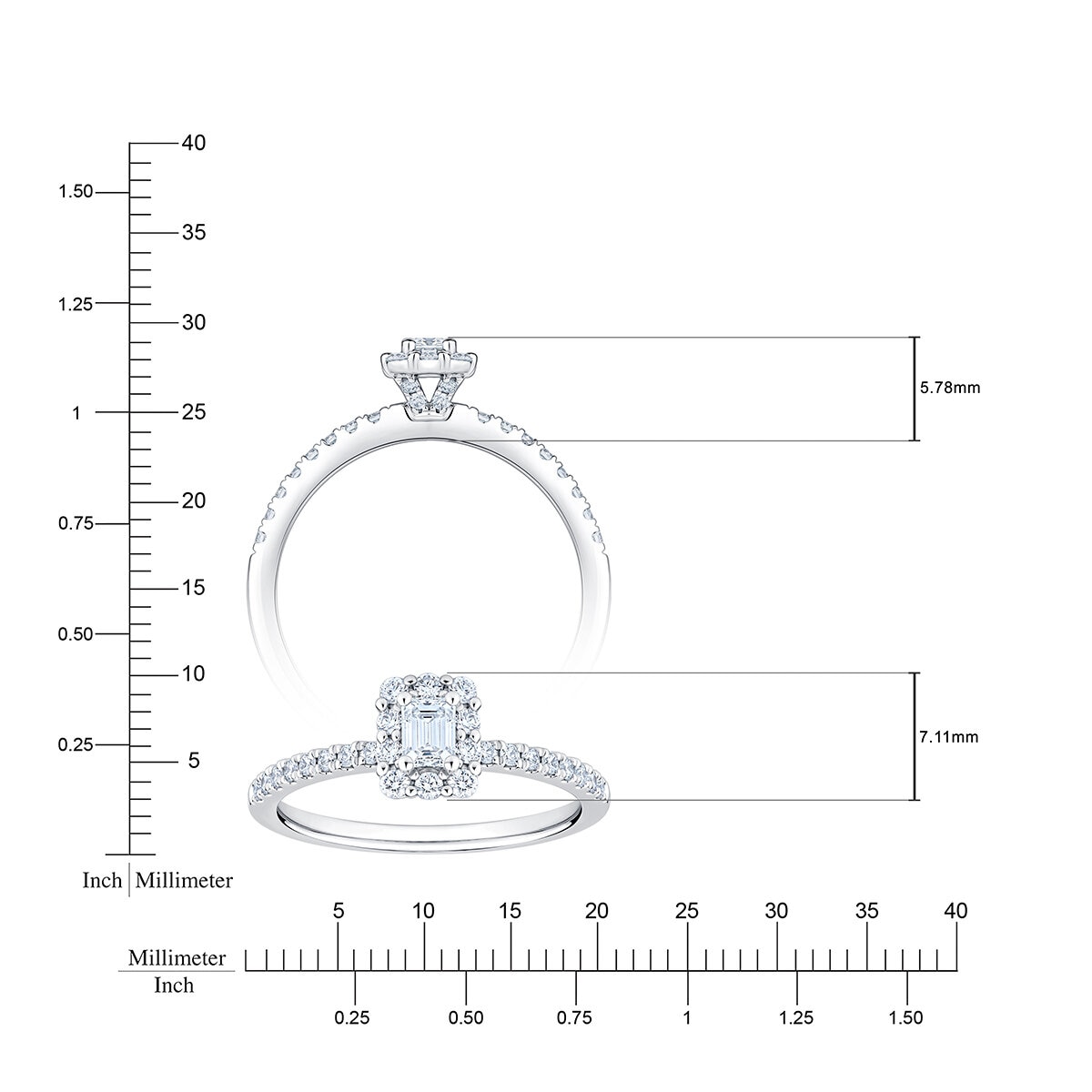 Anillo Nupcial de Diamantes 0.50ctw, Oro Blanco 14K