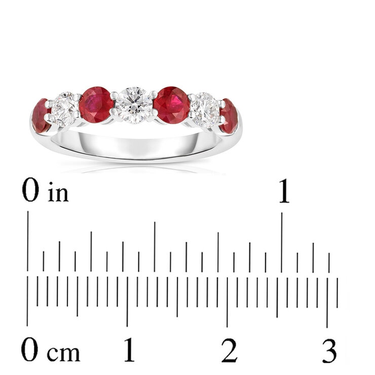 Anillo de Rubi con Diamantes 0.48ctw, Oro Blanco 14K