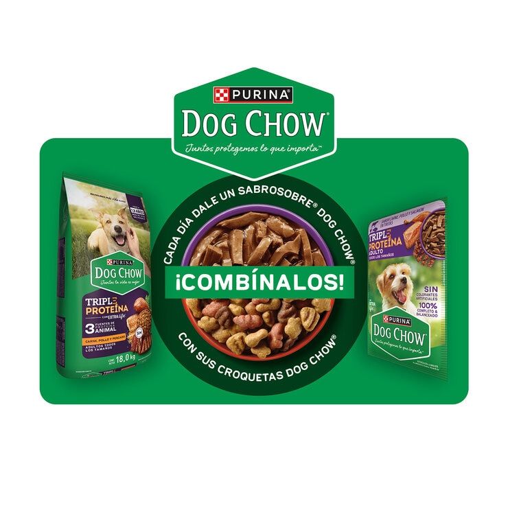 Dog Chow Alimento Húmedo para Perro Adulto Sabor Carne, Pollo y Salmón 40 pzas