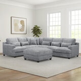 Aiden & Ivy, Seccional Fijo de Tela de 4 Piezas y Otomano