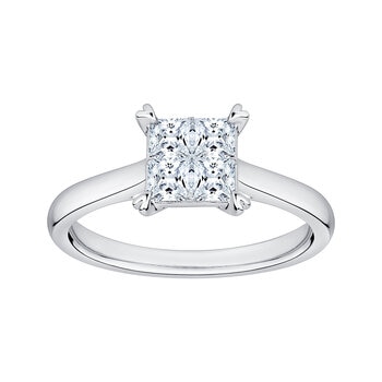 Anillo Compuesto de Diamantes 0.59ctw, Oro Blanco 14K