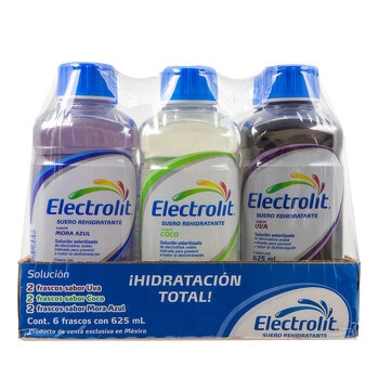 Electrolit 6pk Uva, Coco y Mora 625 ml