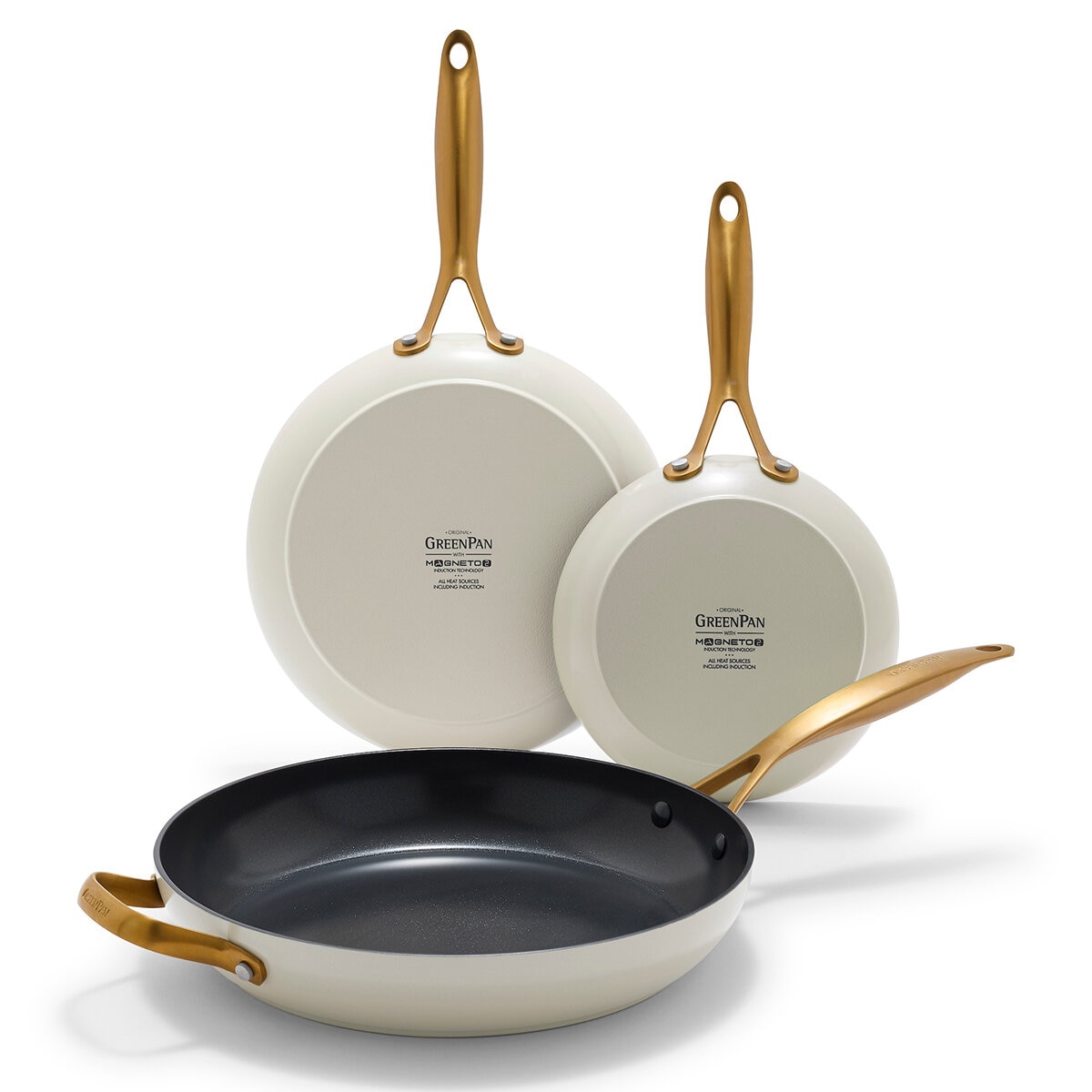GreenPan Juego de 3 Sartenes de Aluminio Anodizado Resistente y Antiadherente de Cerámica