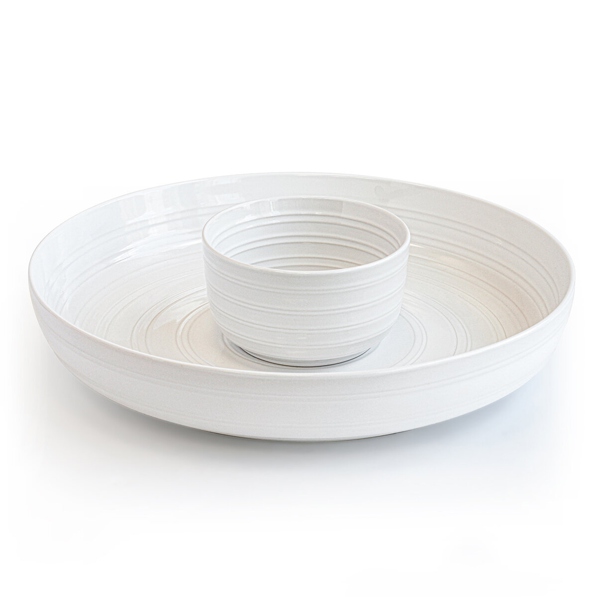 Over & Back Botanero Chip & Dip de Cerámica, 2 piezas