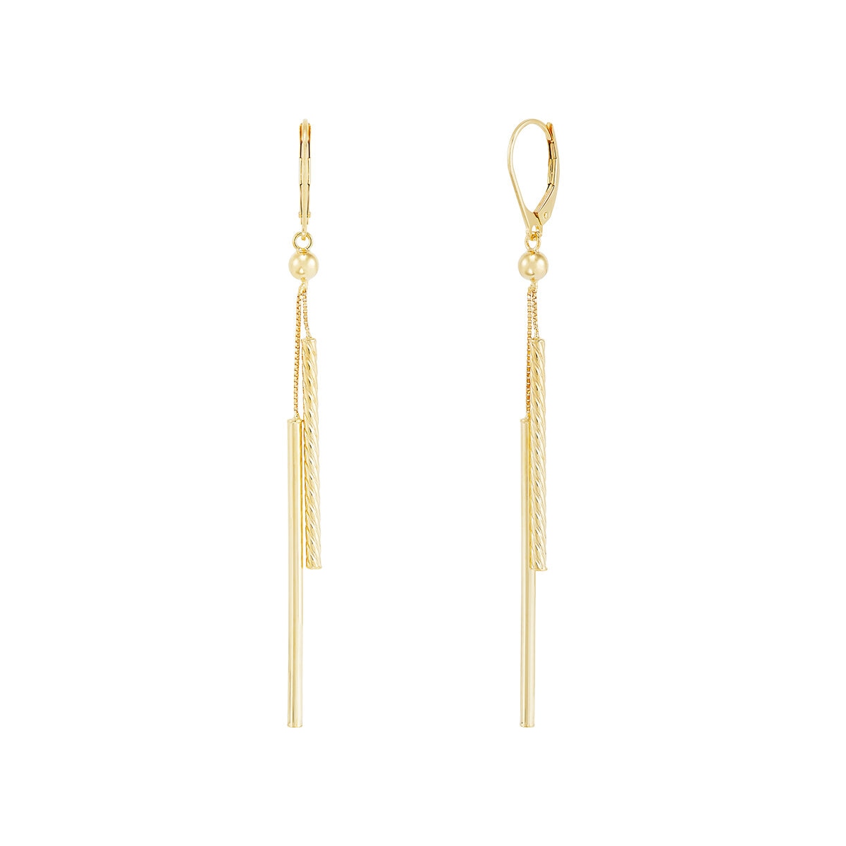 Aretes de Barra Colgantes, de Oro Amarillo de 14K