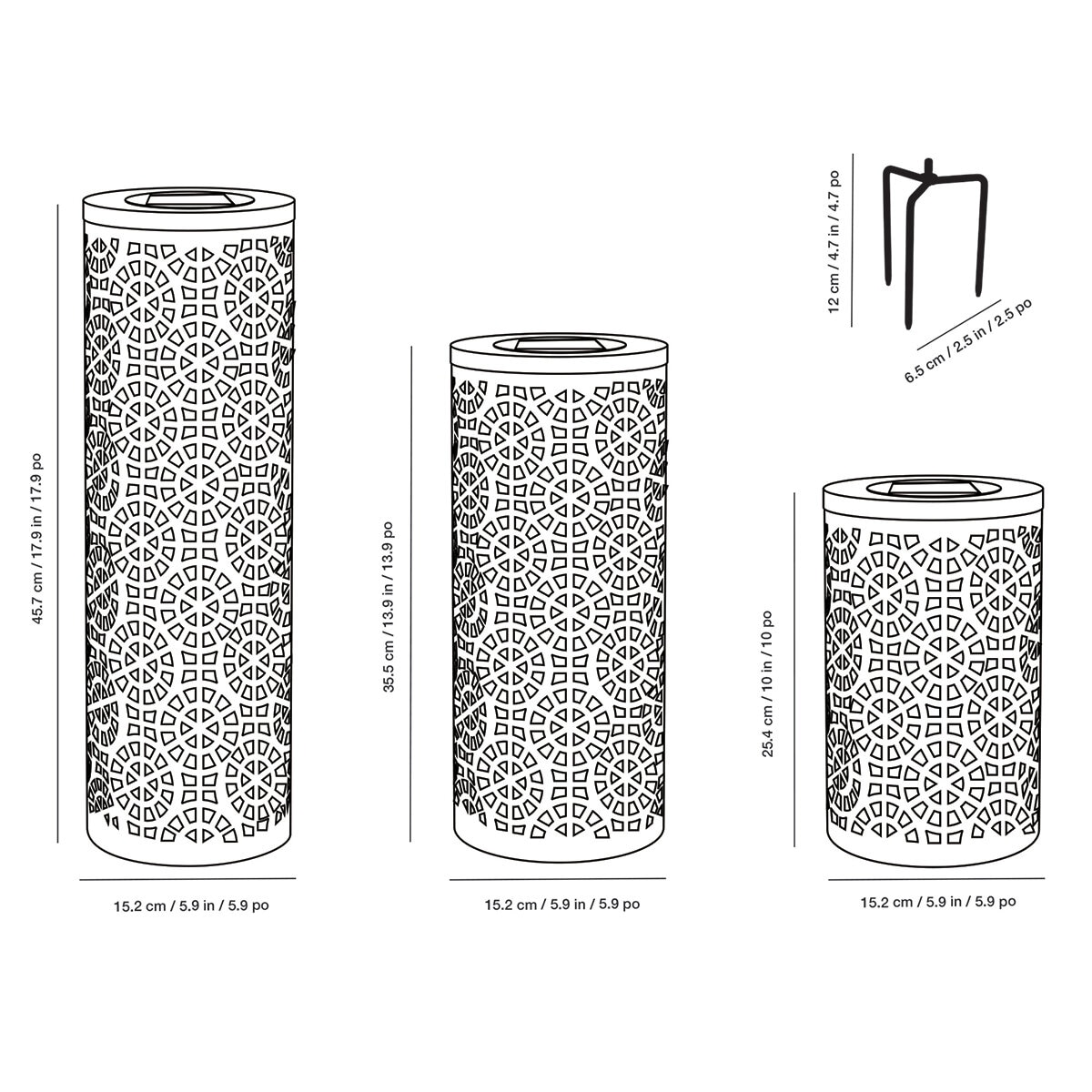 Mullally, Pilares de Luz Led con Paneles Solares, 3 Piezas