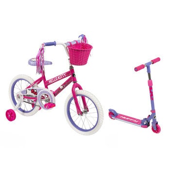 Bicicleta R16 y Scooter Infantil Huffy Kitty Combo