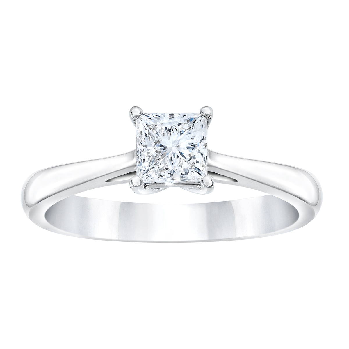 Anillo, 0.50ct Diamante Solitario, Corte Princesa, Oro Blanco 14kt