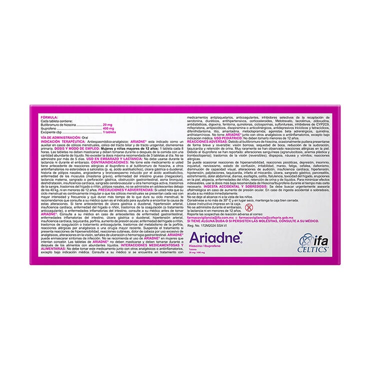 Ariadne 20 mg/400 mg 10 Tabletas