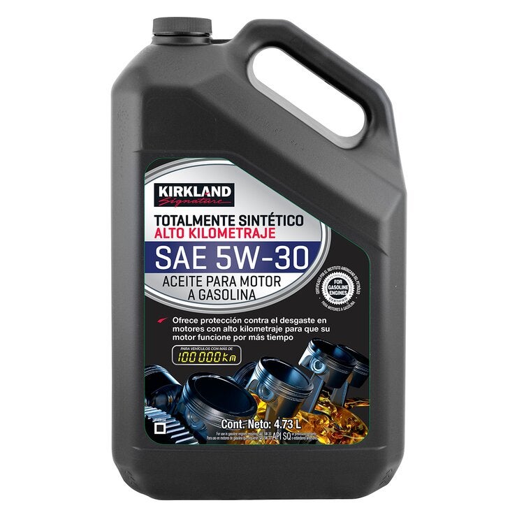 Kirkland Signature Aceite Sintético para Motor 5W-30 Alto Kilometraje 2 Botellas de 4.73 Litros