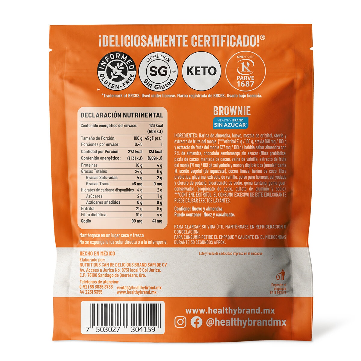 Healthy Brand Brownies Keto 10pzas de 45g c/u