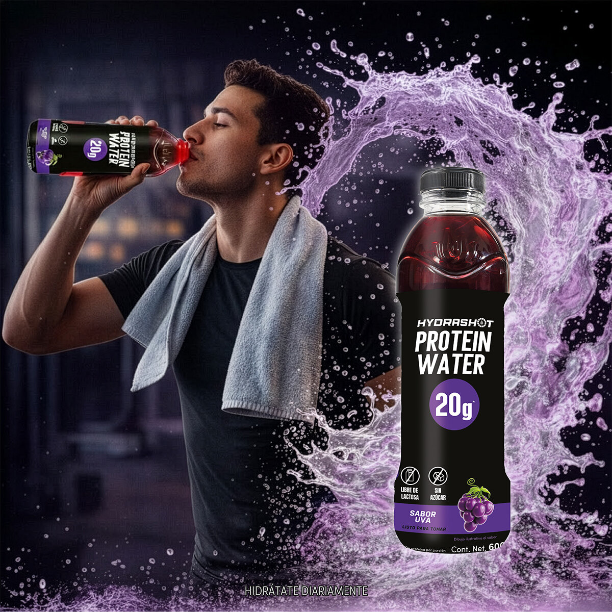 Hydrashot Bebida de Proteína + Electrólitos con 20 g de Proteína 18 / 600 ml