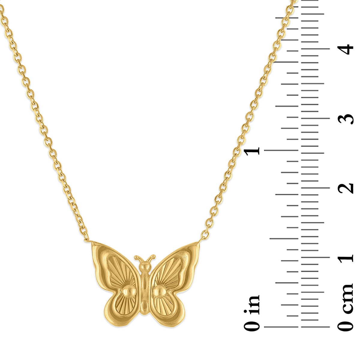 Collar con Dije de Mariposa, Oro Amarillo de 14 k