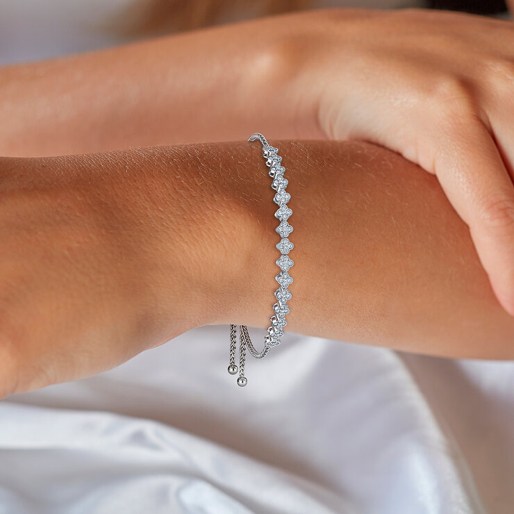 Pulsera Bolo de Diamantes 0.50ctw, Oro Blanco 14K