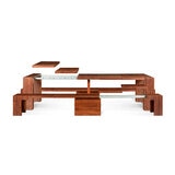 Transformer Table, Set de Comedor Expandible, Capacidad de hasta 12 Personas, 100% Madera, Color Mahogany